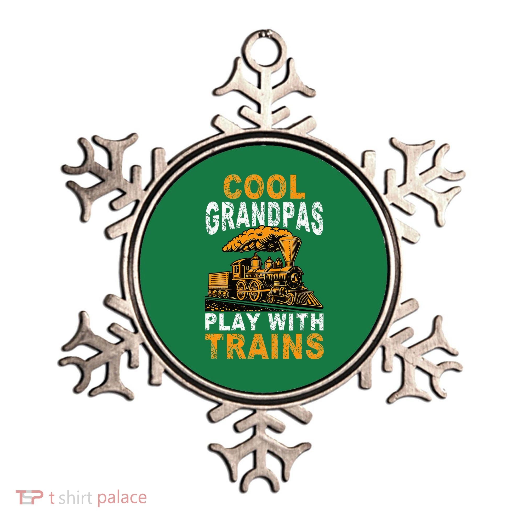 Cool Grandpas Play With Trains Locomotive Train Grandpa Ornament