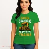 Cool Grandpas Play With Trains Locomotive Train Grandpa Women's T-Shirt thumb 4