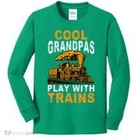 Cool Grandpas Play With Trains Locomotive Train Grandpa Kids Long Sleeve Shirt thumb 0