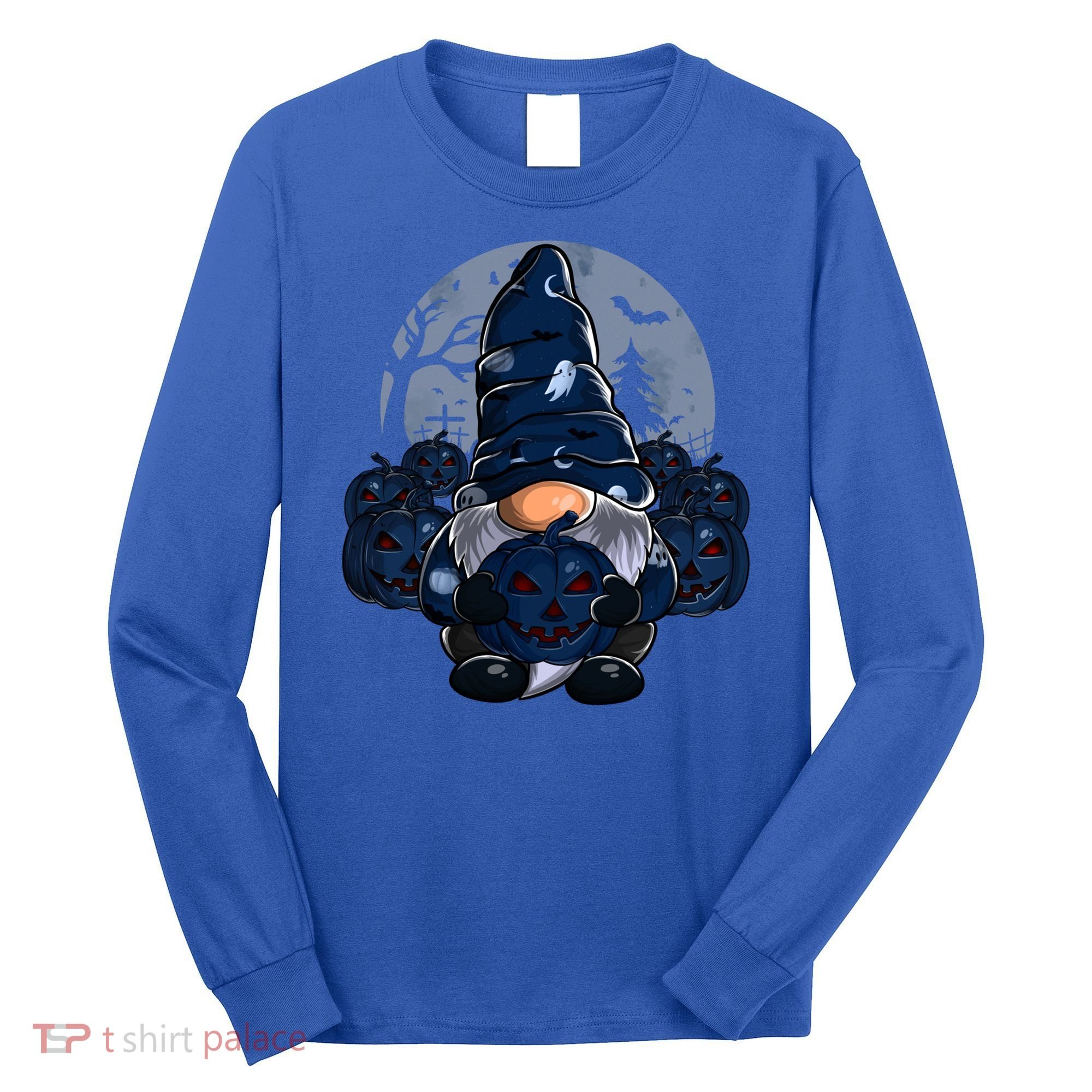 Cute Gnome Pumpkin Moon Funny Boys Girls Halloween Gnomies Cool Gift Long Sleeve Shirt