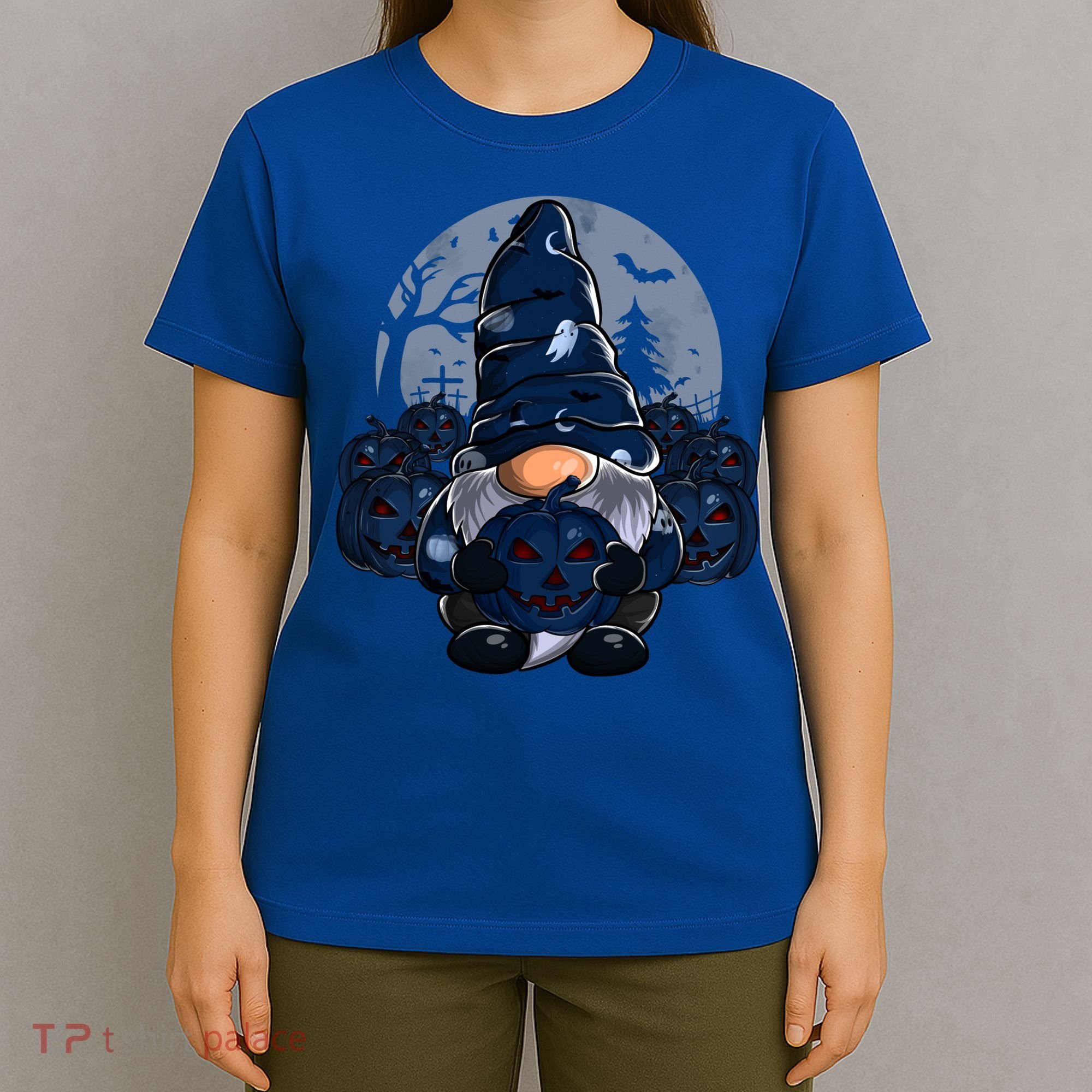 Cute Gnome Pumpkin Moon Funny Boys Girls Halloween Gnomies Cool Gift T-Shirt