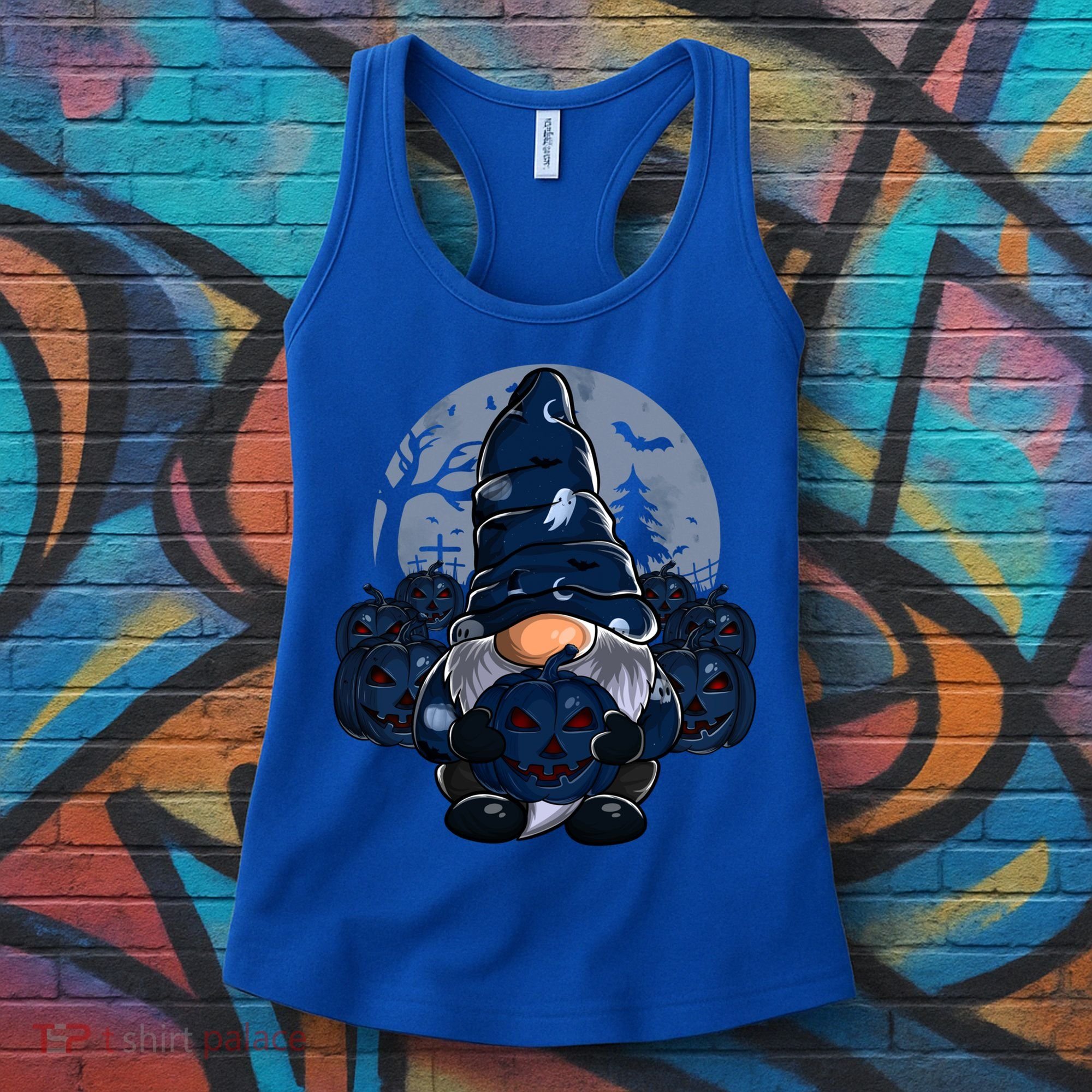 Cute Gnome Pumpkin Moon Funny Boys Girls Halloween Gnomies Cool Gift Women's Tank Top