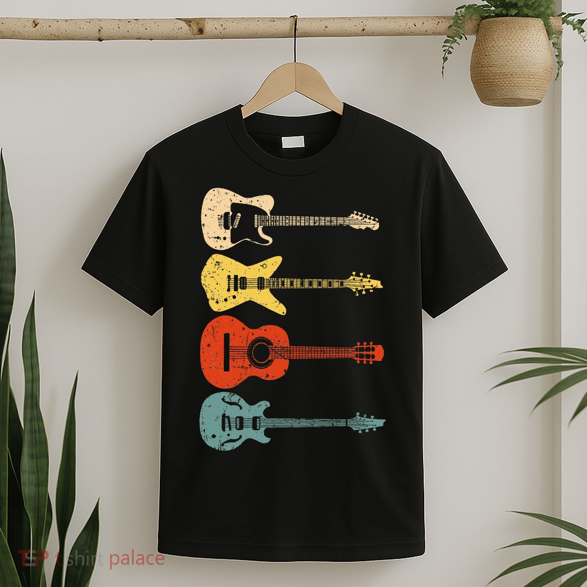 Cool Guitar Players Art Vintage Acoustic Guitarist T-Shirt