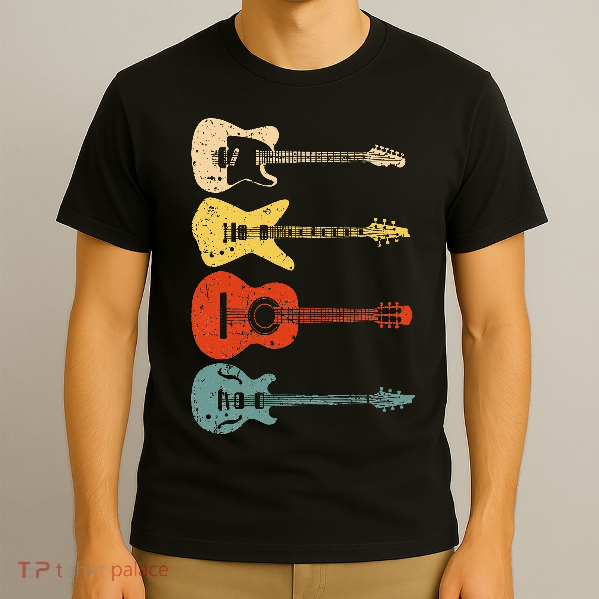 Cool Guitar Players Art Vintage Acoustic Guitarist T-Shirt