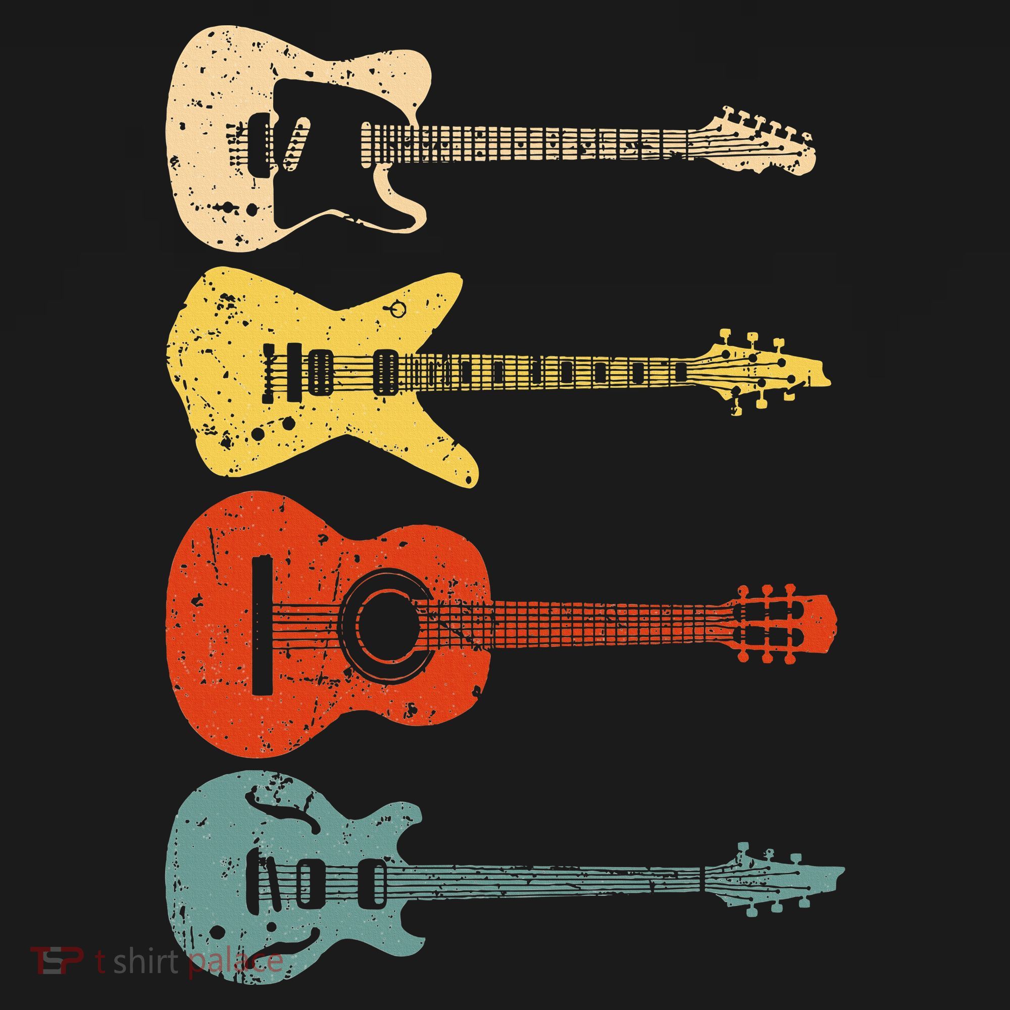 Cool Guitar Players Art Vintage Acoustic Guitarist T-Shirt
