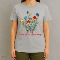 Cute Gift Puzzle Wildflower Grow Your Awareness Autism Awareness Month  T-Shirt thumb 4