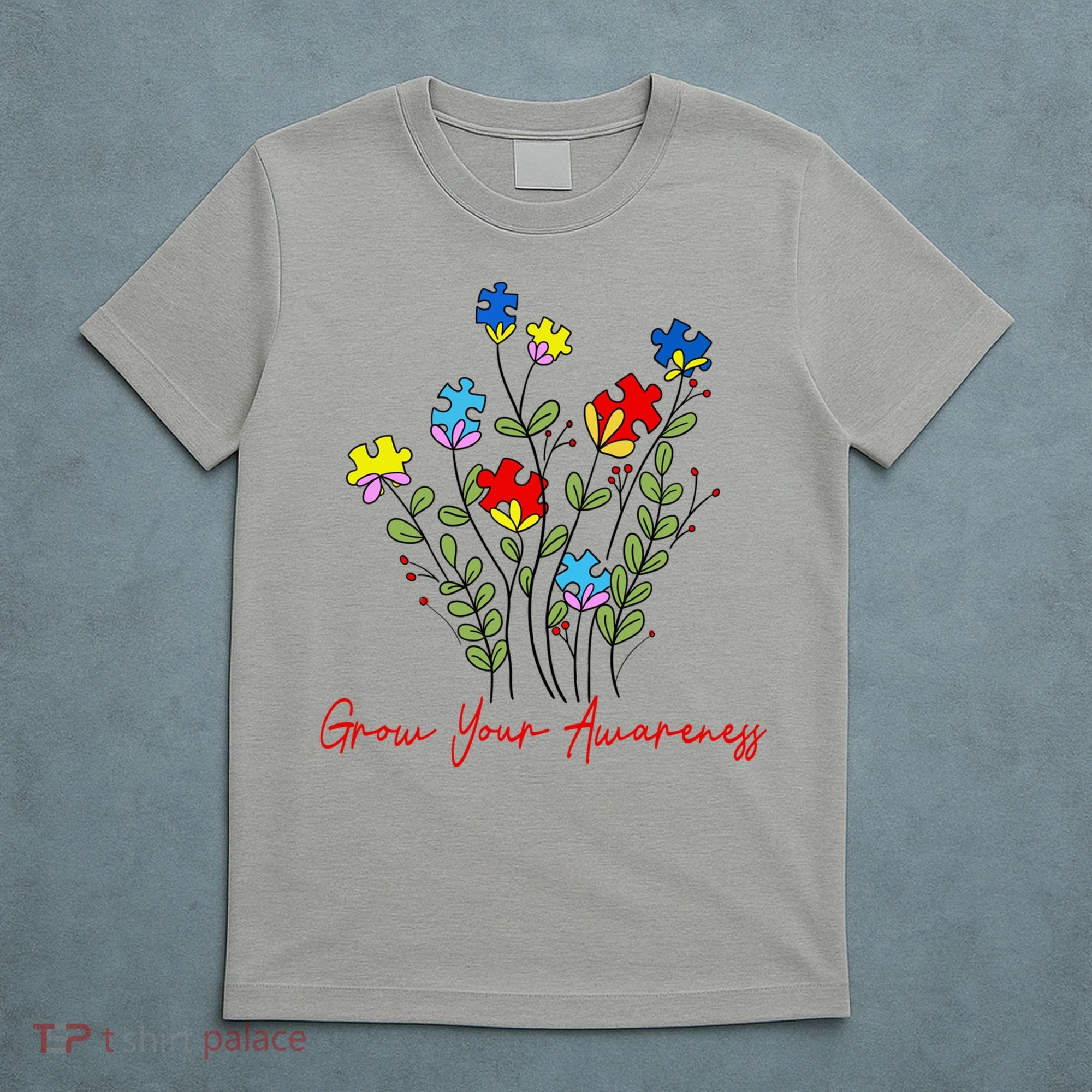 Cute Gift Puzzle Wildflower Grow Your Awareness Autism Awareness Month  T-Shirt