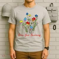 Cute Gift Puzzle Wildflower Grow Your Awareness Autism Awareness Month  T-Shirt thumb 6