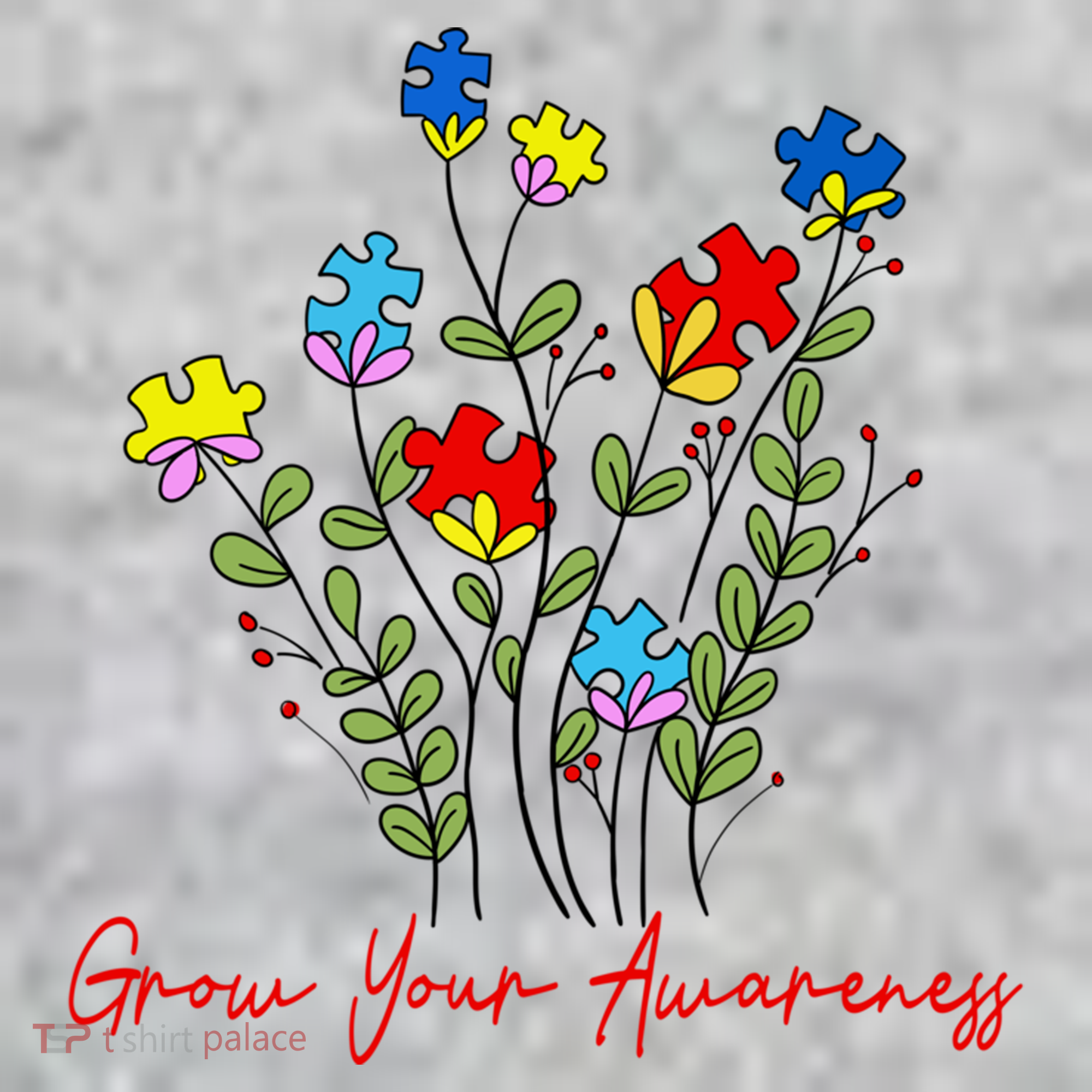 Cute Gift Puzzle Wildflower Grow Your Awareness Autism Awareness Month  T-Shirt
