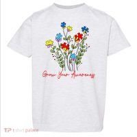 Cute Gift Puzzle Wildflower Grow Your Awareness Autism Awareness Month  Toddler T-Shirt thumb 0