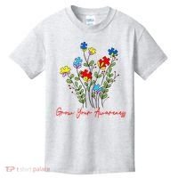 Cute Gift Puzzle Wildflower Grow Your Awareness Autism Awareness Month  Kids T-Shirt thumb 0