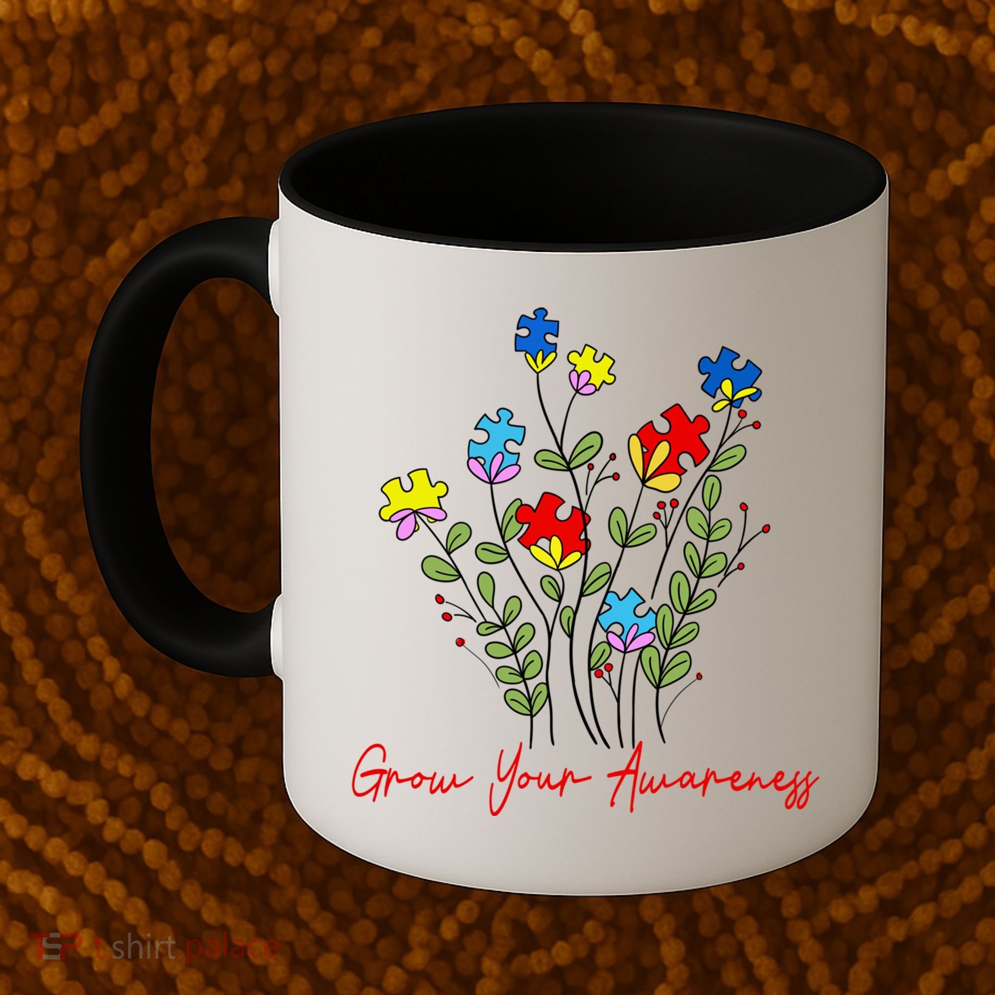 Cute Gift Puzzle Wildflower Grow Your Awareness Autism Awareness Month  Coffee Mug