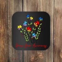Cute Gift Puzzle Wildflower Grow Your Awareness Autism Awareness Month  Coaster thumb 0