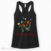 Cute Gift Puzzle Wildflower Grow Your Awareness Autism Awareness Month  Women's Tank Top thumb 0