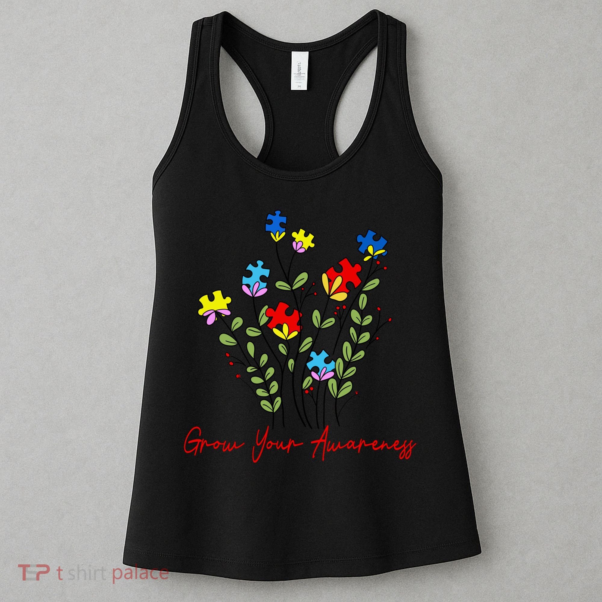 Cute Gift Puzzle Wildflower Grow Your Awareness Autism Awareness Month  Women's Tank Top