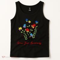 Cute Gift Puzzle Wildflower Grow Your Awareness Autism Awareness Month  Tank Top thumb 2