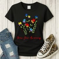 Cute Gift Puzzle Wildflower Grow Your Awareness Autism Awareness Month  Women's T-Shirt thumb 3