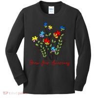 Cute Gift Puzzle Wildflower Grow Your Awareness Autism Awareness Month  Kids Long Sleeve Shirt thumb 0