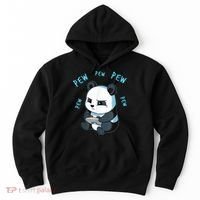 Cute Gaming Panda Pew Video Game Computer Player Hoodie thumb 0