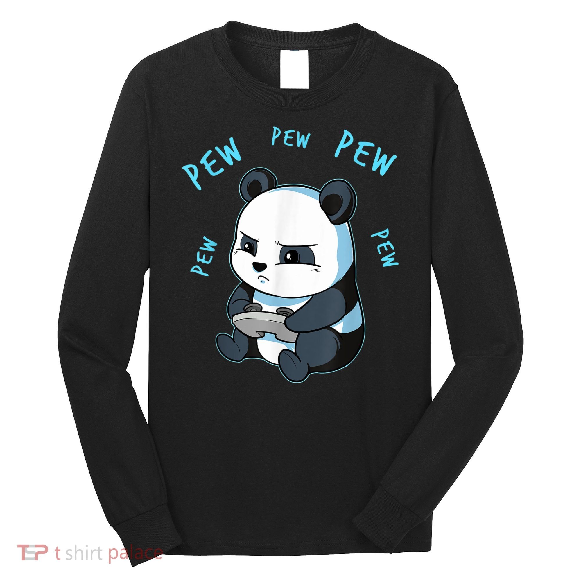 Cute Gaming Panda Pew Video Game Computer Player Long Sleeve Shirt