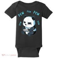Cute Gaming Panda Pew Video Game Computer Player Baby Bodysuit thumb 0