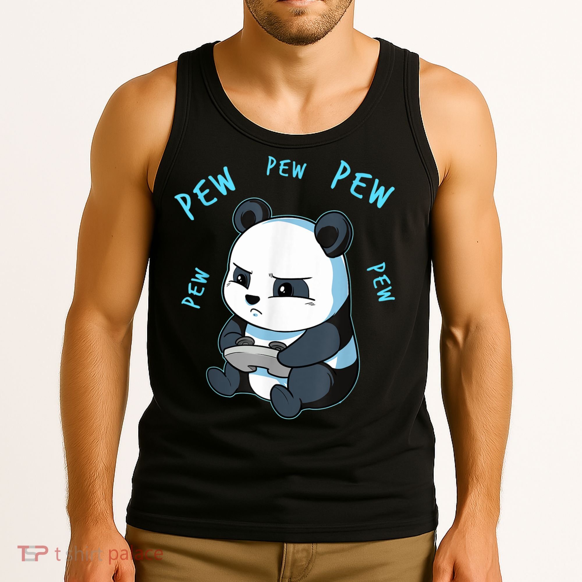 Cute Gaming Panda Pew Video Game Computer Player Tank Top