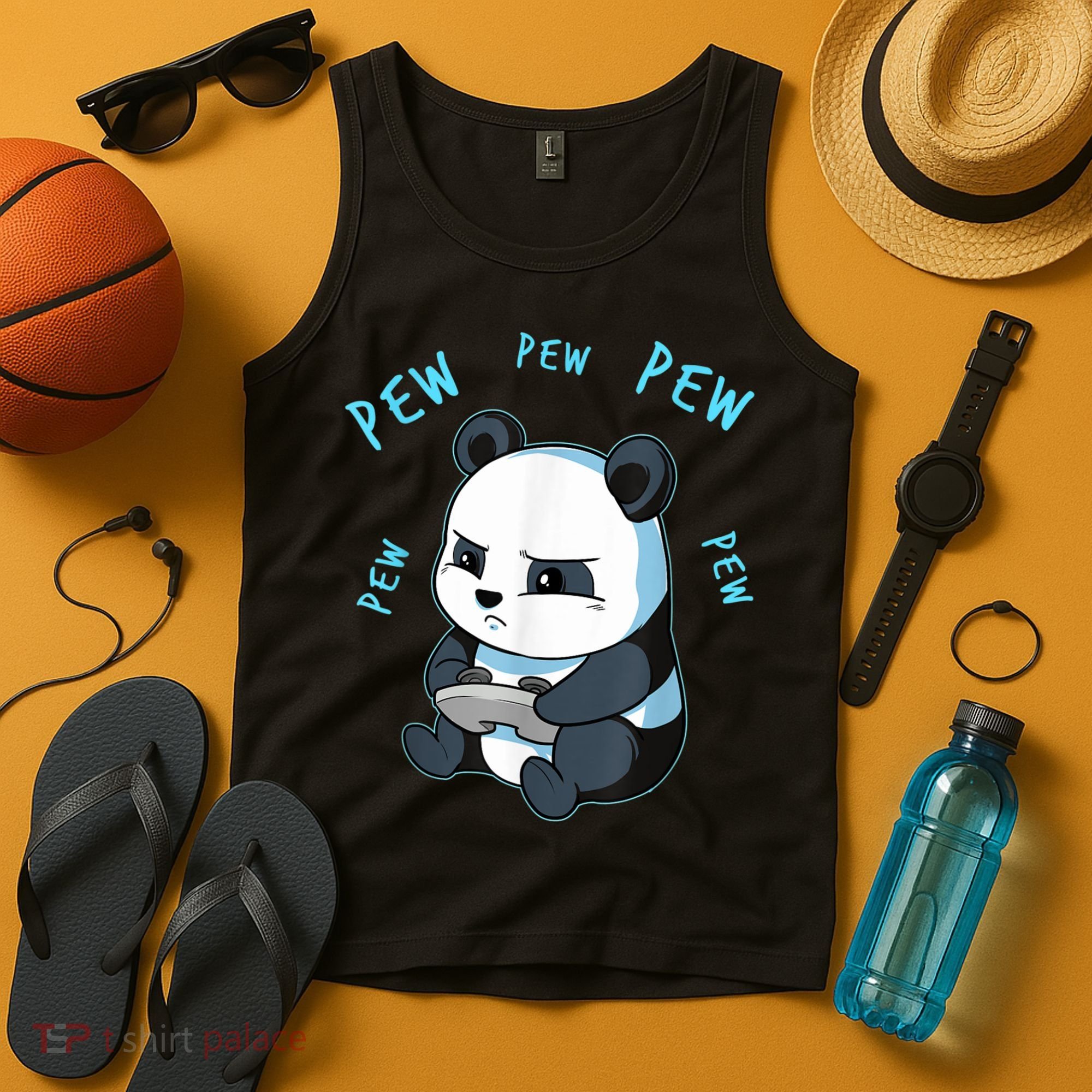 Cute Gaming Panda Pew Video Game Computer Player Tank Top