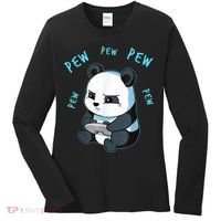 Cute Gaming Panda Pew Video Game Computer Player Women's Long Sleeve Shirt thumb 0