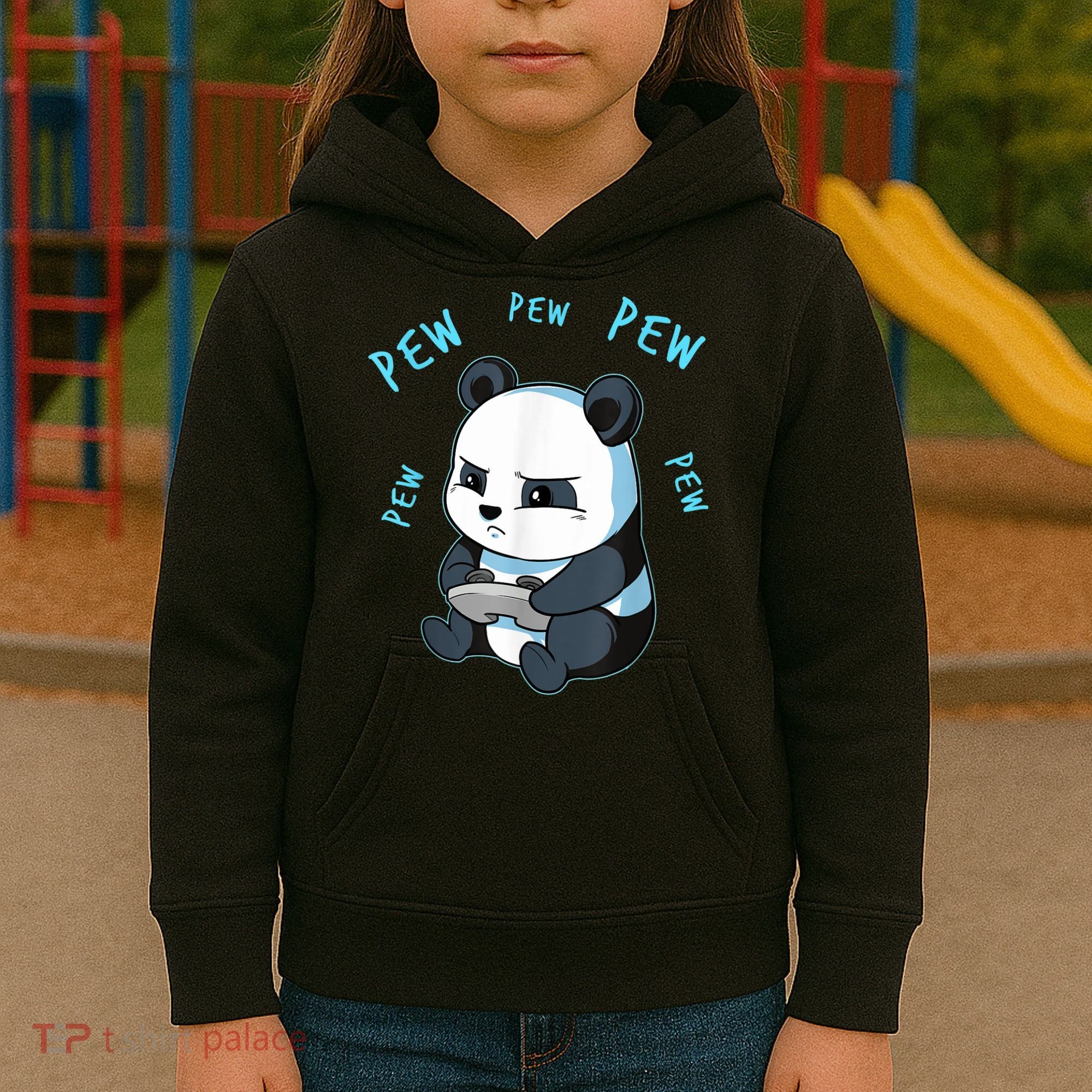 Cute Gaming Panda Pew Video Game Computer Player Kids Hoodie