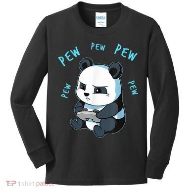 Cute Gaming Panda Pew Video Game Computer Player Kids Long Sleeve Shirt