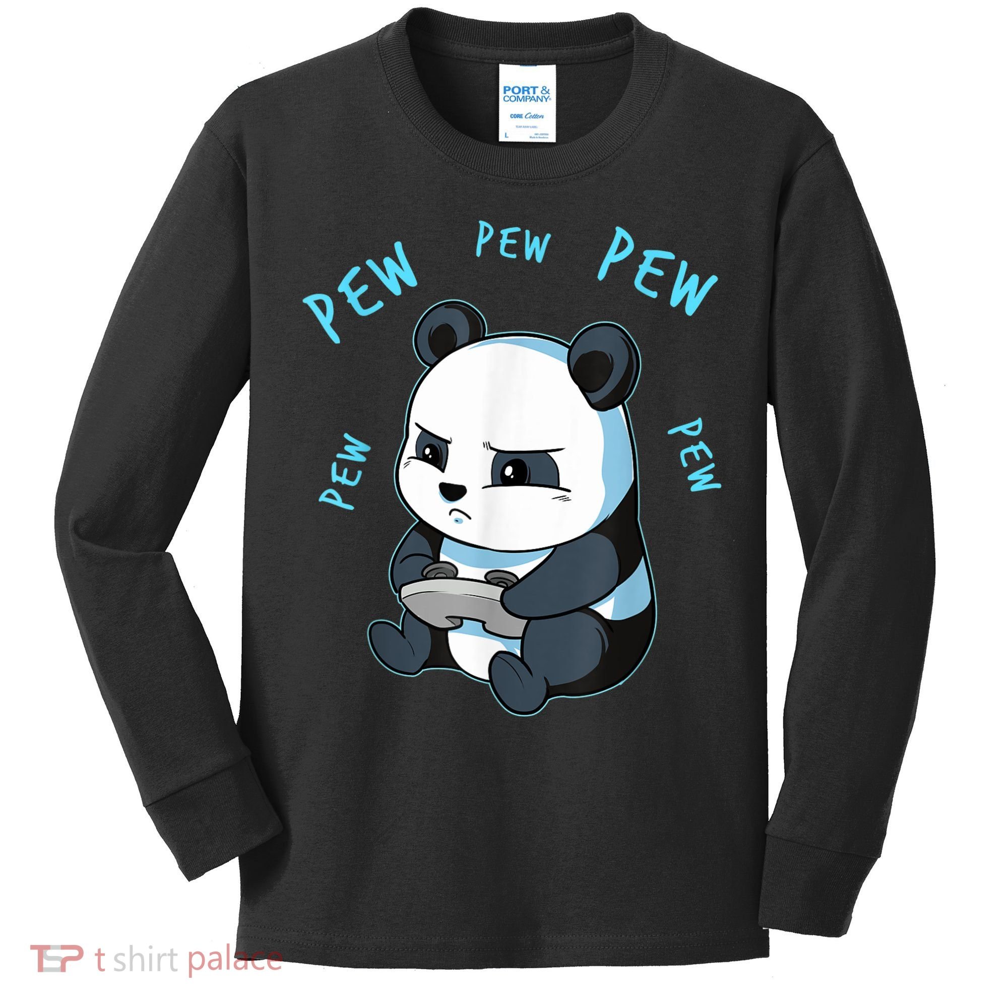 Cute Gaming Panda Pew Video Game Computer Player Kids Long Sleeve Shirt
