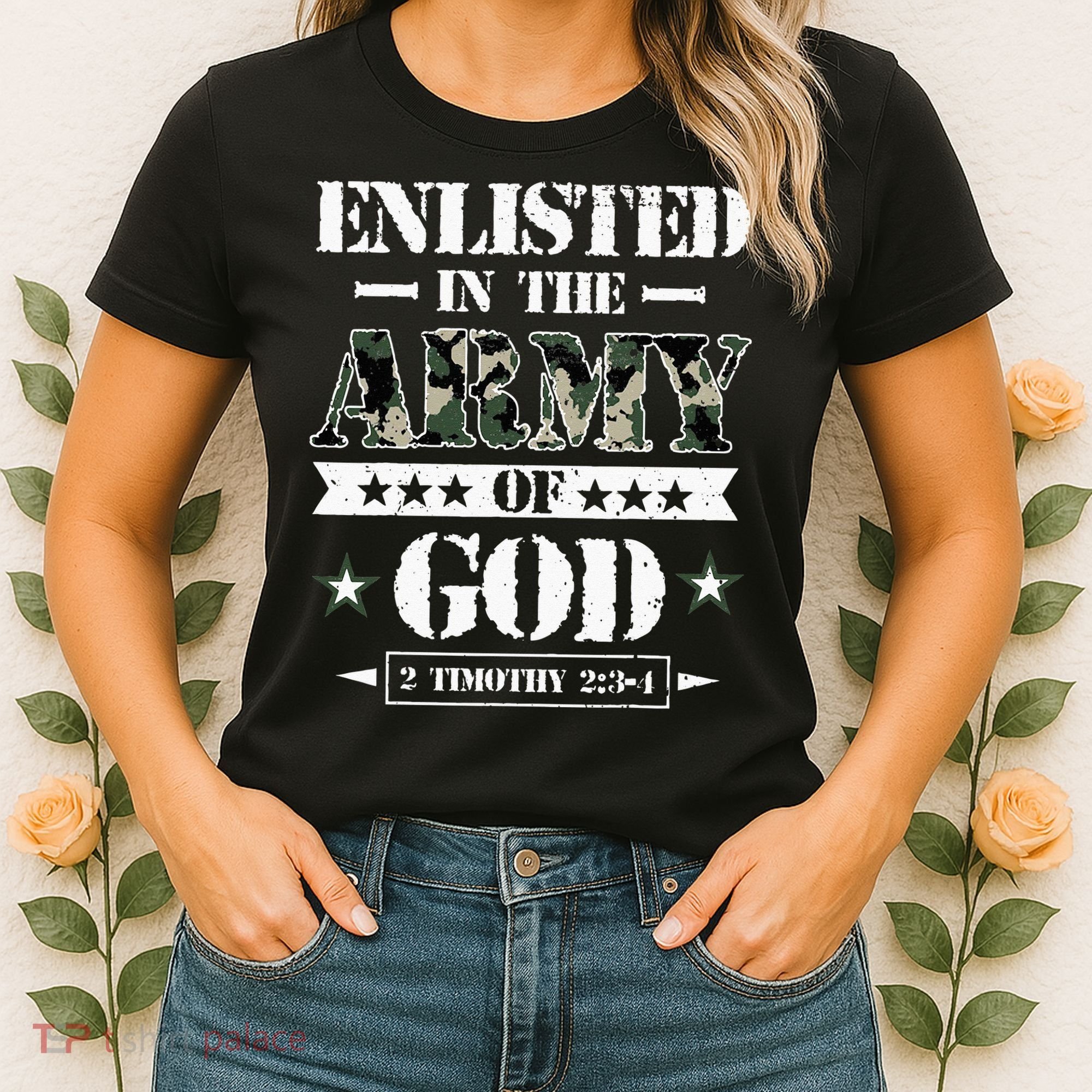 Christian gifts religious bible verse scriptures God's Army Women's T-Shirt