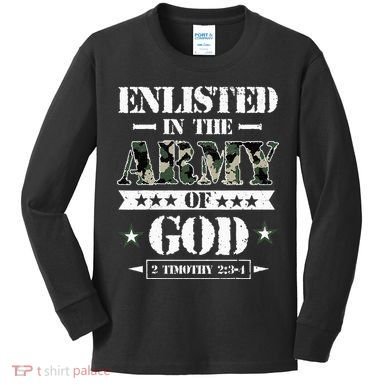 Christian gifts religious bible verse scriptures God's Army Kids Long Sleeve Shirt