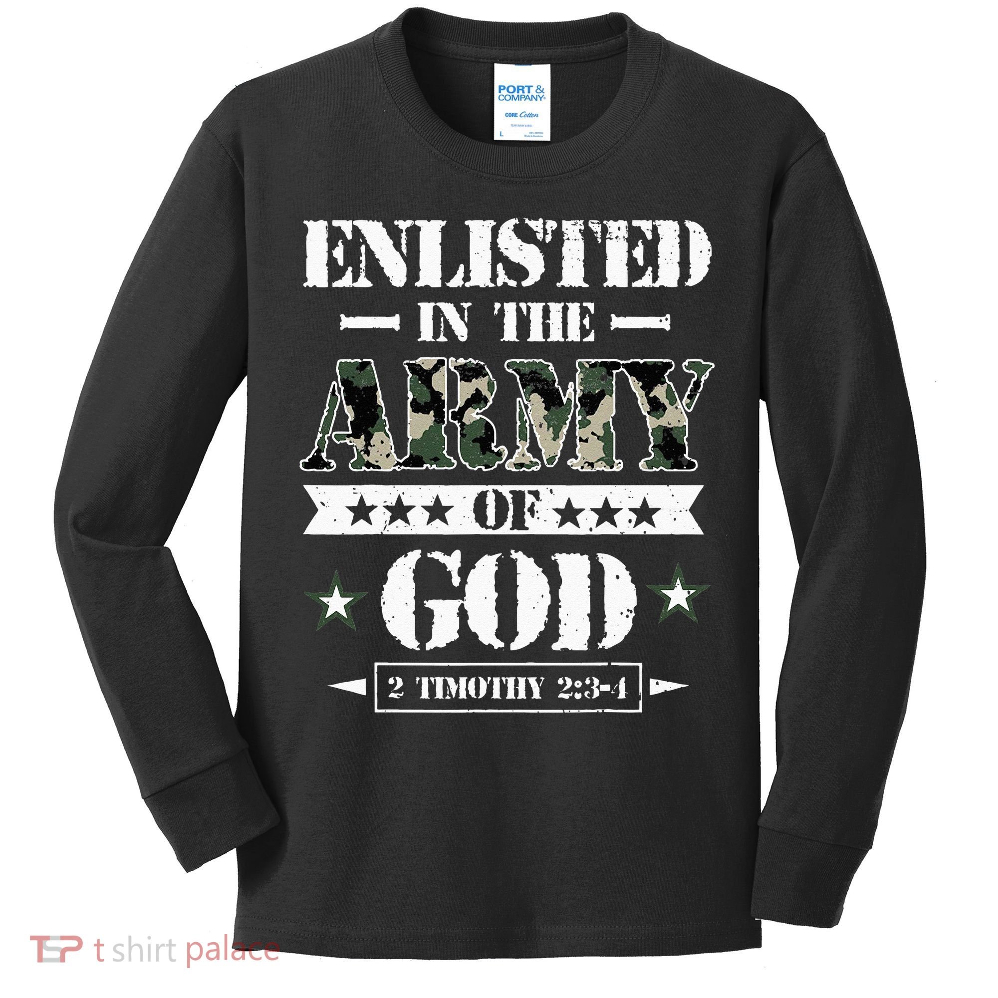 Christian gifts religious bible verse scriptures God's Army Kids Long Sleeve Shirt