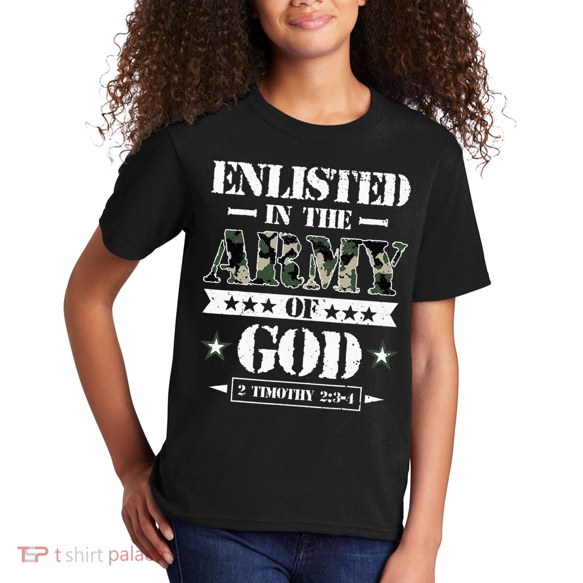 Christian gifts religious bible verse scriptures God's Army Kids T-Shirt