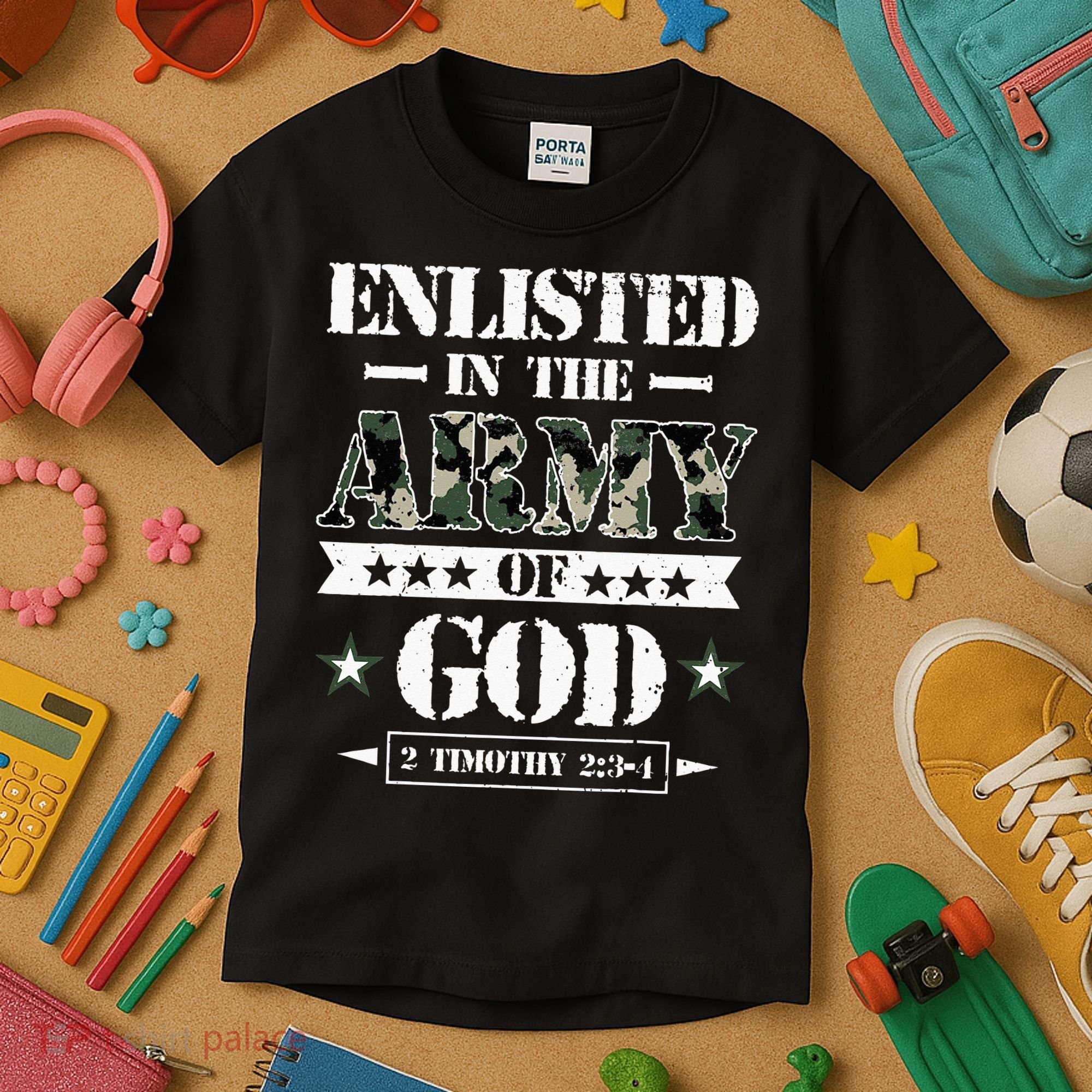 Christian gifts religious bible verse scriptures God's Army Kids T-Shirt