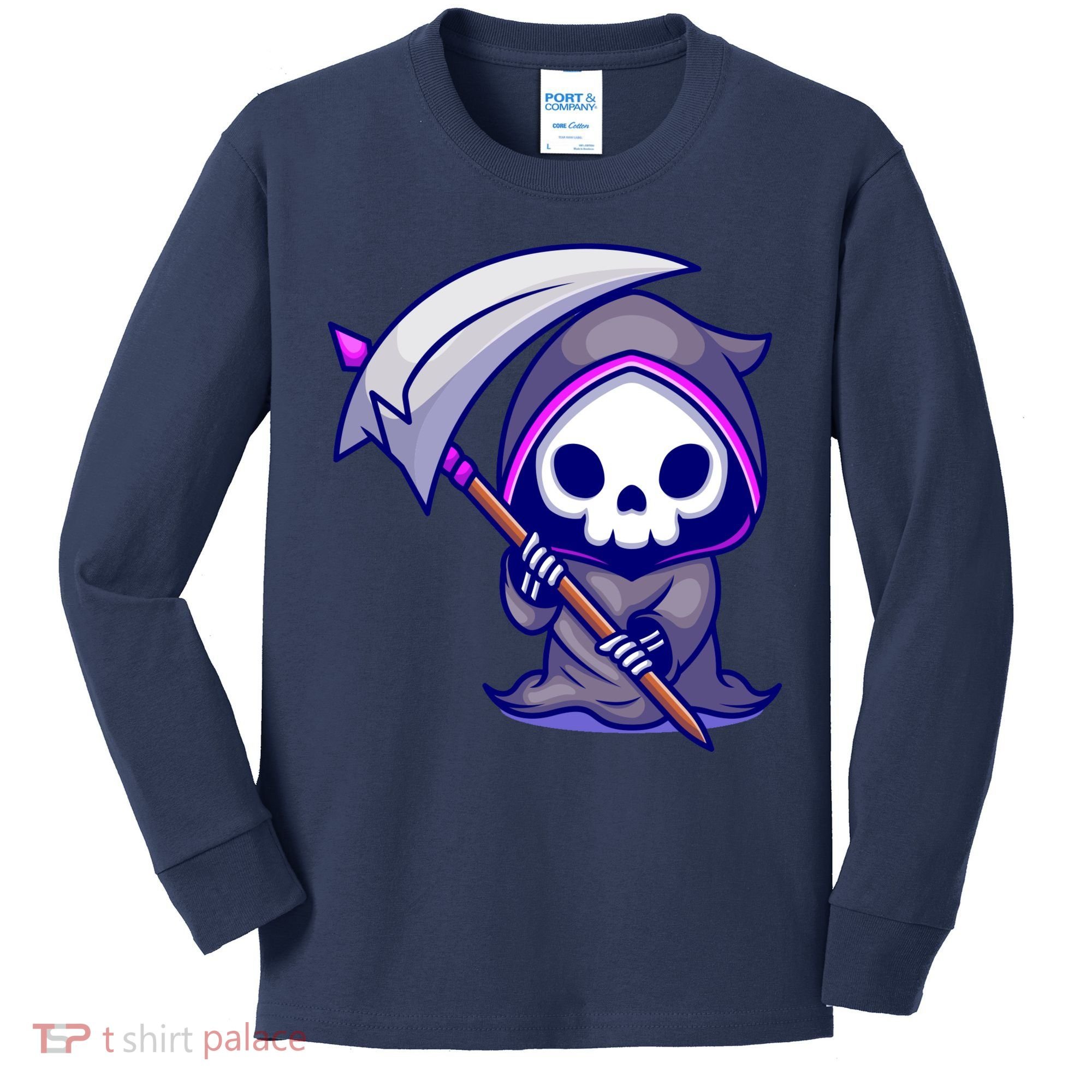 Cute Grim Reaper Kids Long Sleeve Shirt