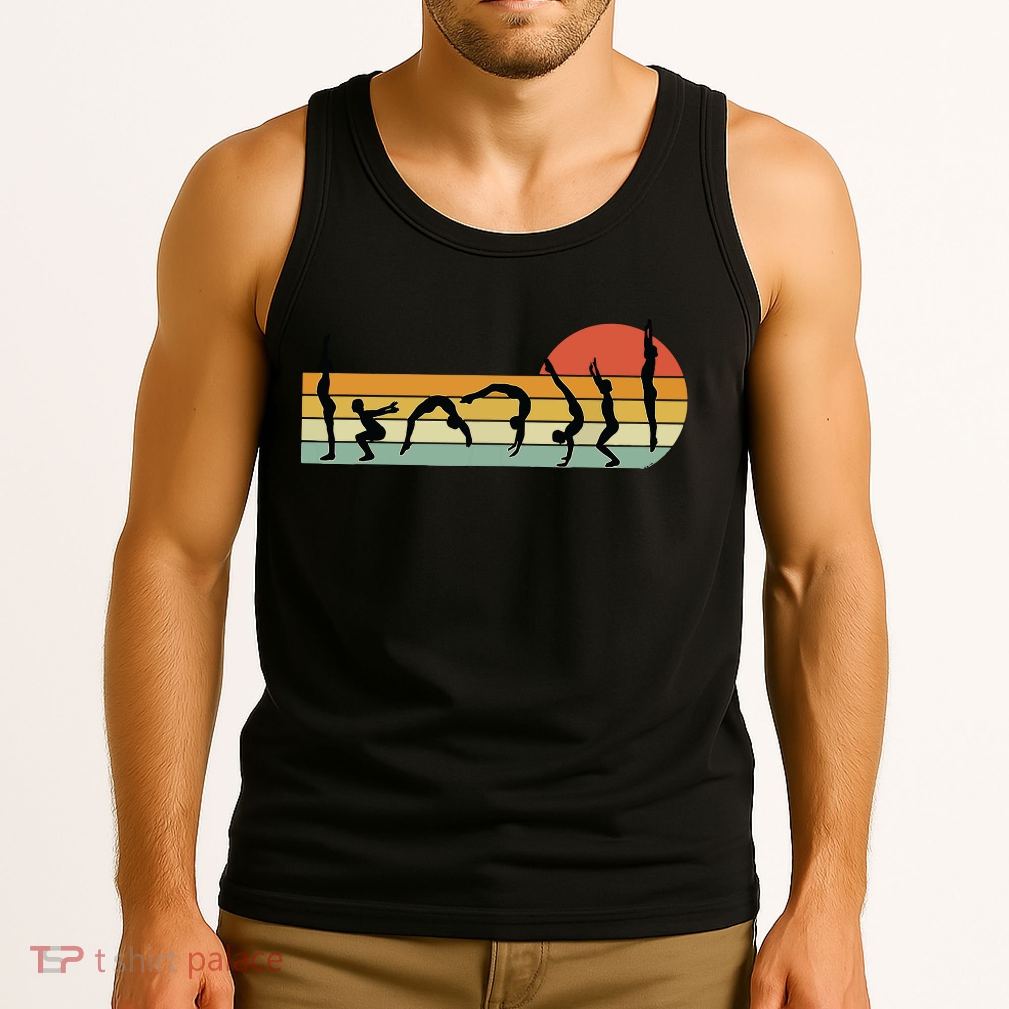 Cool Gymnasts Retro Sunset Girl Gymnastics Tank Top