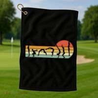 Cool Gymnasts Retro Sunset Girl Gymnastics Golf Towel thumb 1