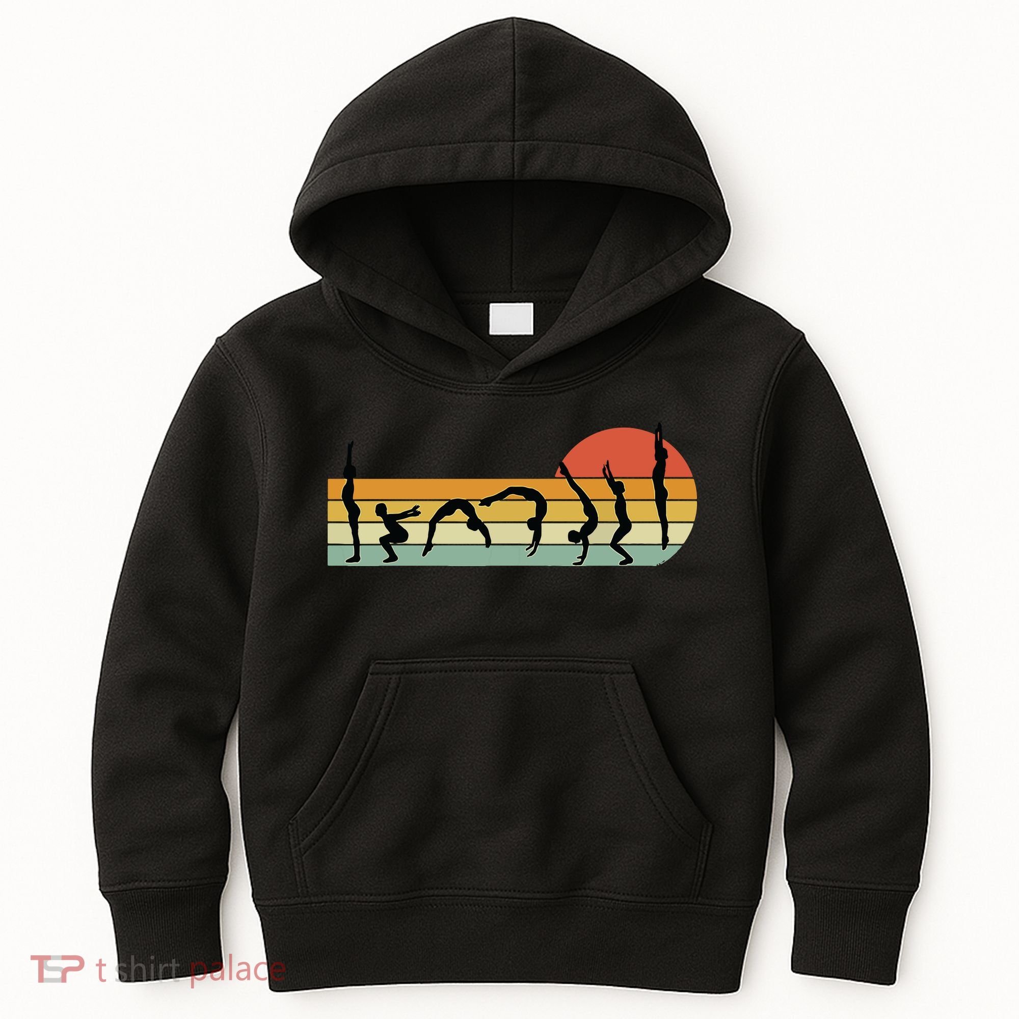 Cool Gymnasts Retro Sunset Girl Gymnastics Kids Hoodie
