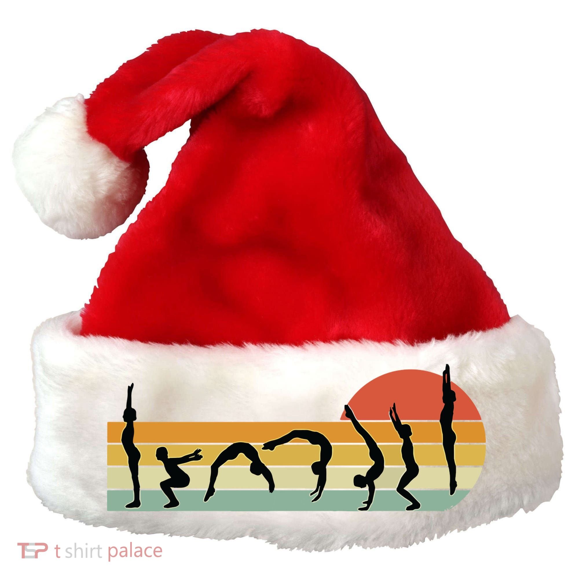 Cool Gymnasts Retro Sunset Girl Gymnastics Santa Hat