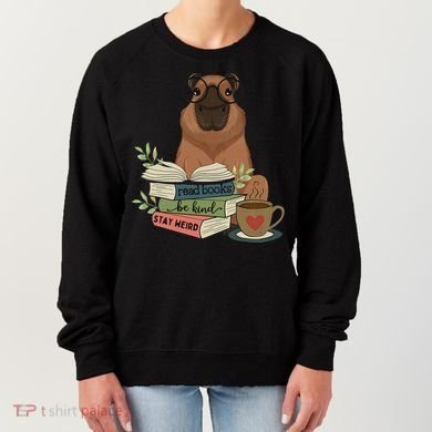 Capybara Glasses Reading Books Capybara Nerd Bookworm Women's Sweatshirt