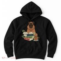 Capybara Glasses Reading Books Capybara Nerd Bookworm Hoodie thumb 0
