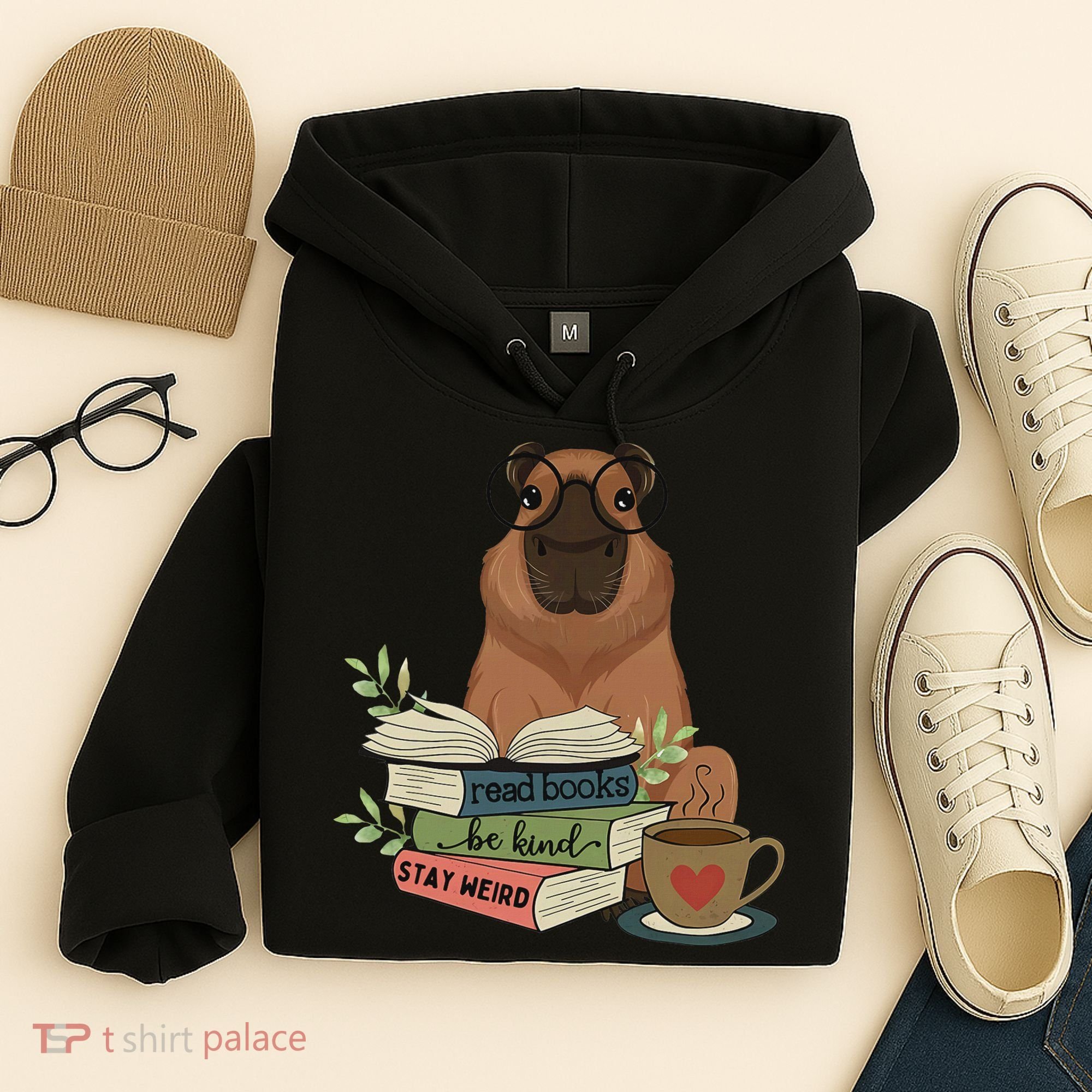 Capybara Glasses Reading Books Capybara Nerd Bookworm Hoodie
