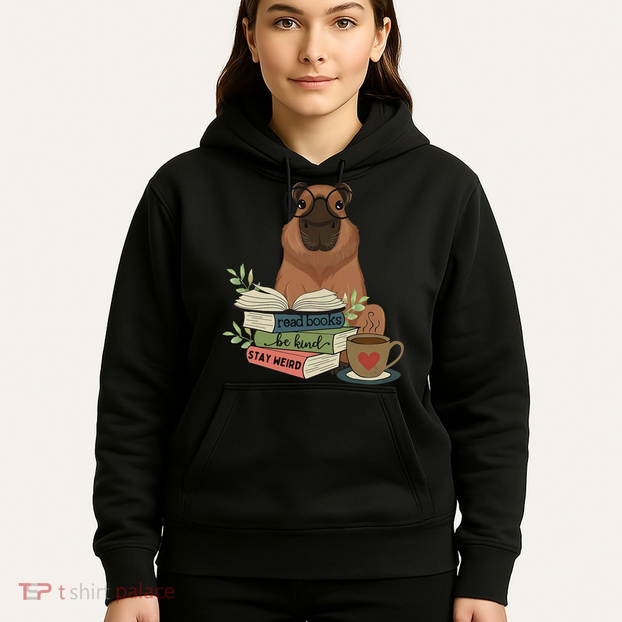 Capybara Glasses Reading Books Capybara Nerd Bookworm Hoodie