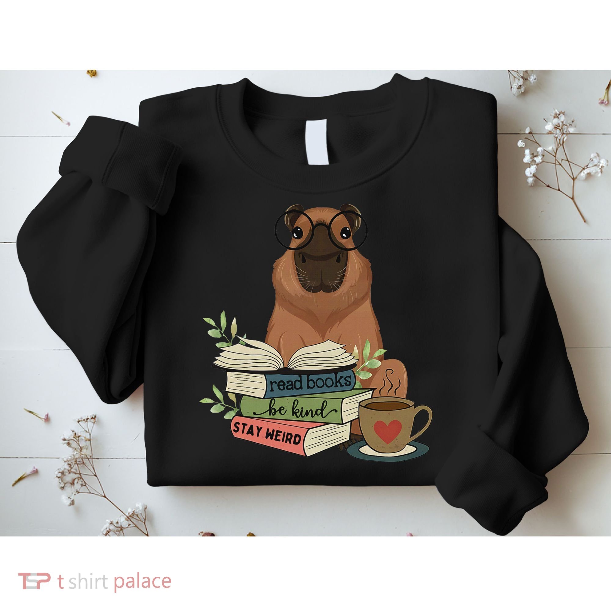 Capybara Glasses Reading Books Capybara Nerd Bookworm Sweatshirt