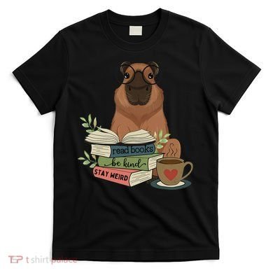 Capybara Glasses Reading Books Capybara Nerd Bookworm T-Shirt