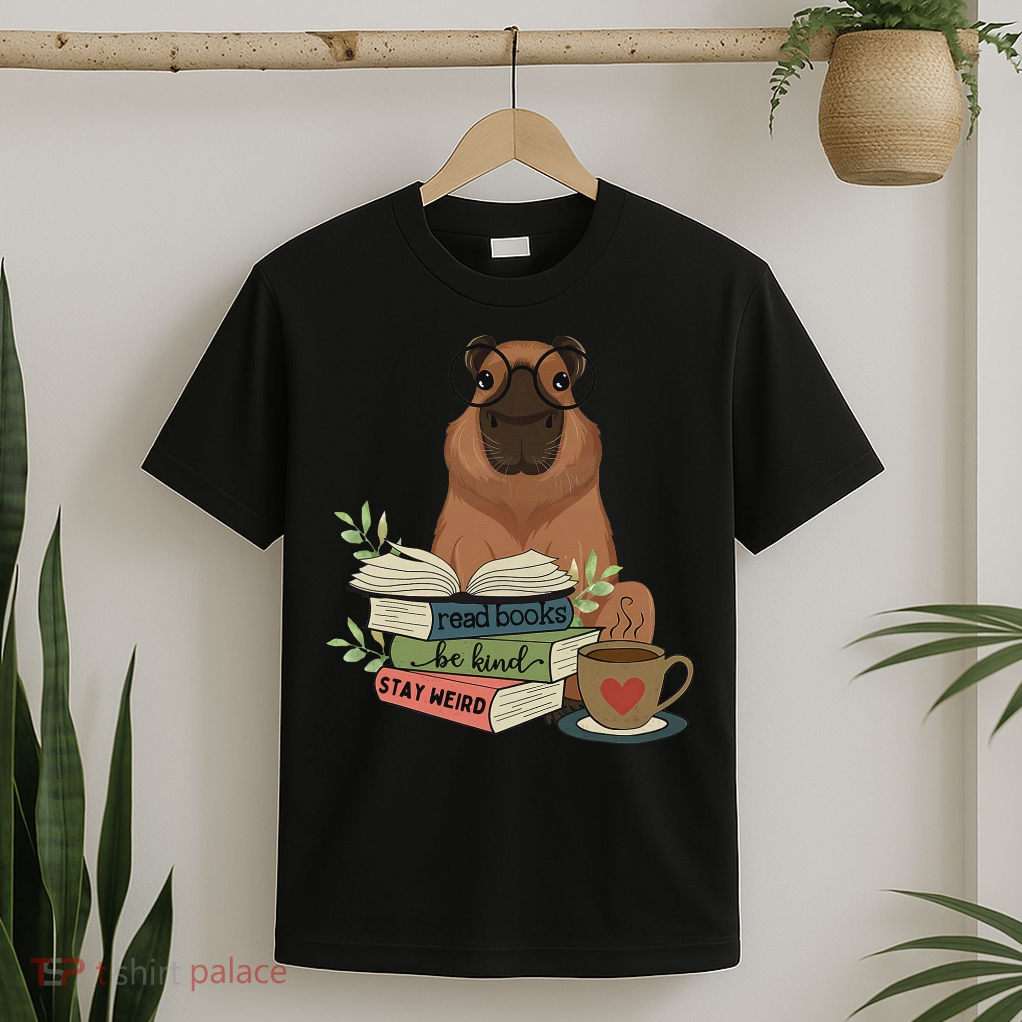Capybara Glasses Reading Books Capybara Nerd Bookworm T-Shirt