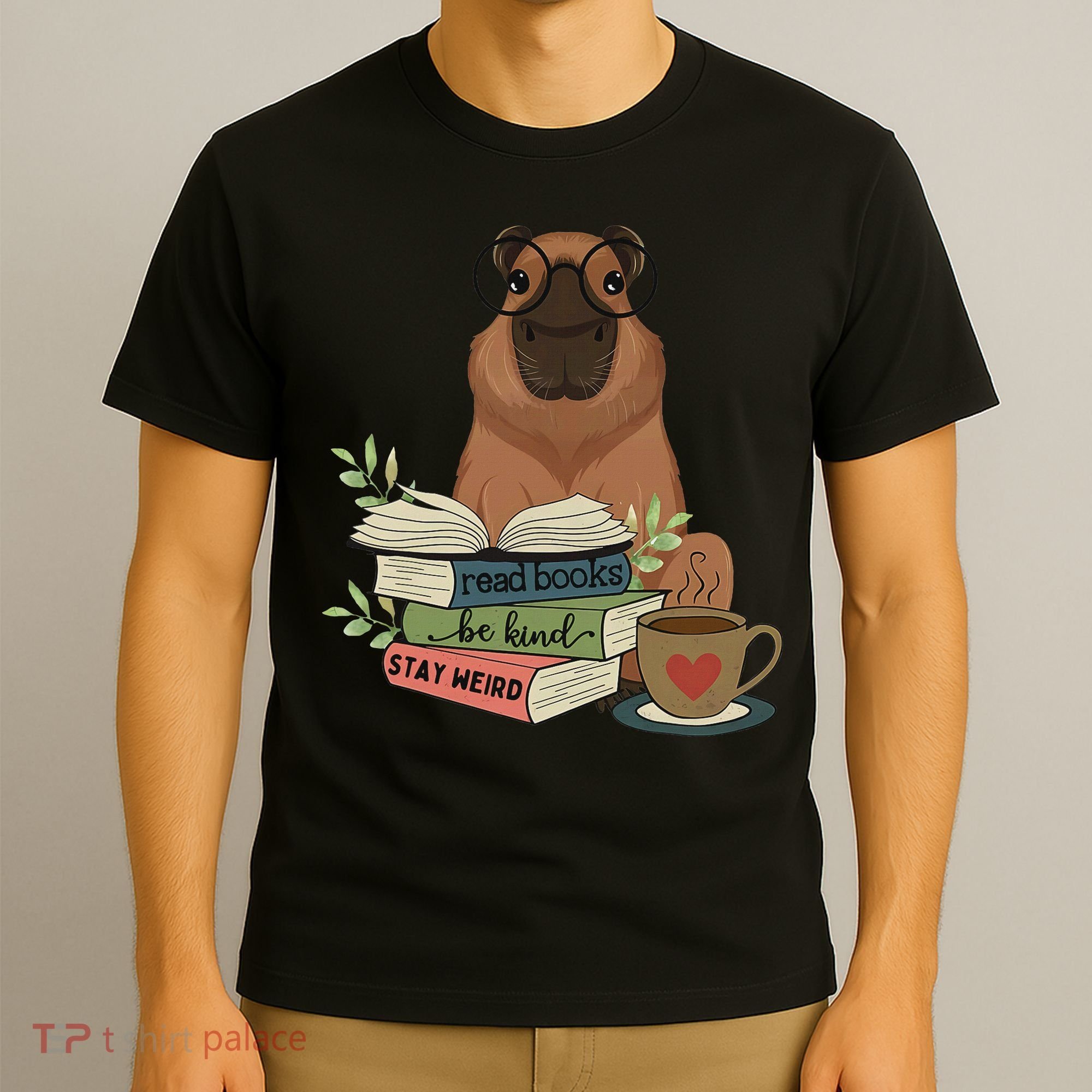 Capybara Glasses Reading Books Capybara Nerd Bookworm T-Shirt