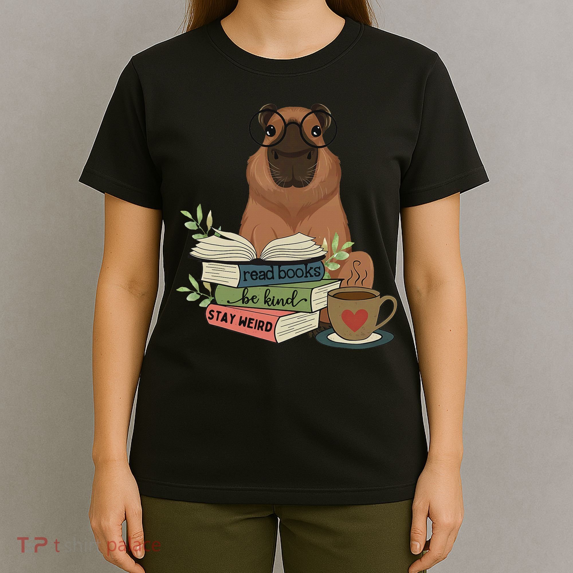 Capybara Glasses Reading Books Capybara Nerd Bookworm T-Shirt